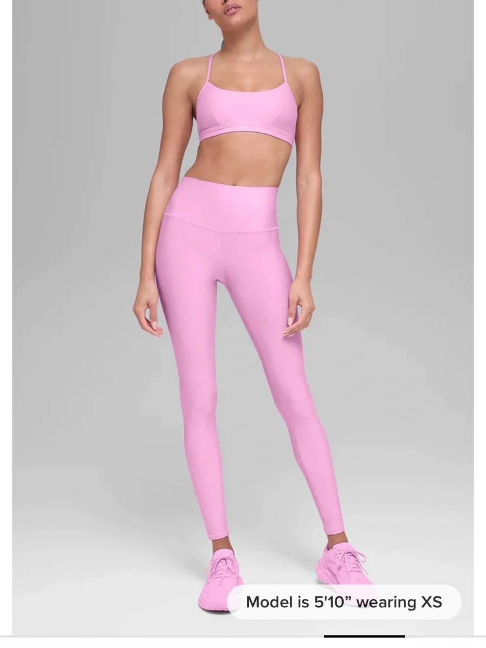 ALO Yoga Pink High-Waist airlift Leggings and Strappy Sports Bra Set